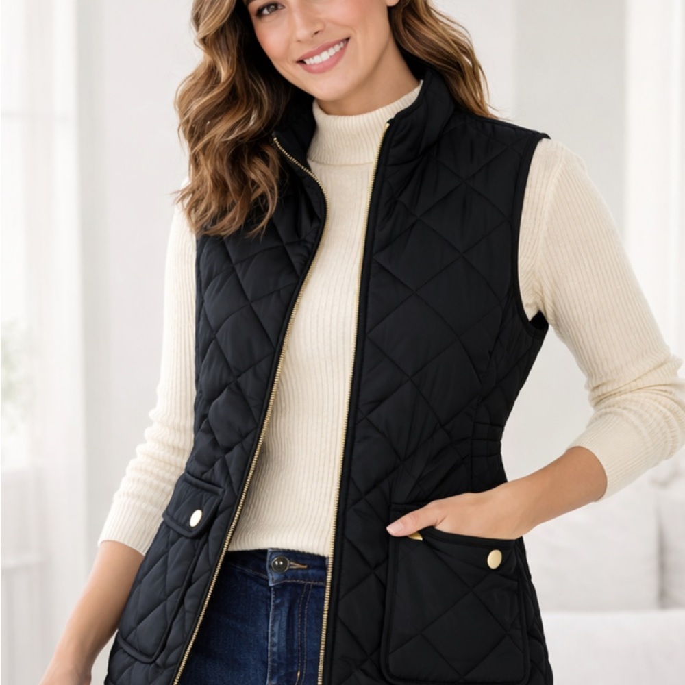 NWOT St. John’s Bay Women's Black Quilted Vest